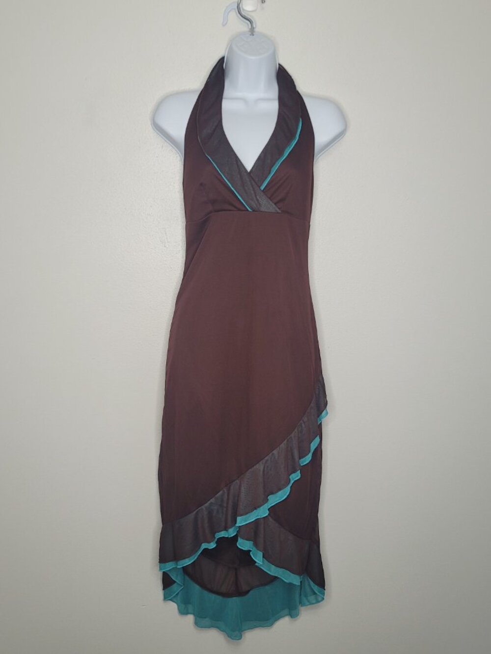 Vintage y2k Ruby Rox brown teal grunge fairy asymmetrical hoco dress size m